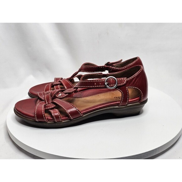 Dansko Red Leather Strappy Mary Jane Heel Sandals Womens Size US 5.5-6 EU 36 - Picture 1 of 8